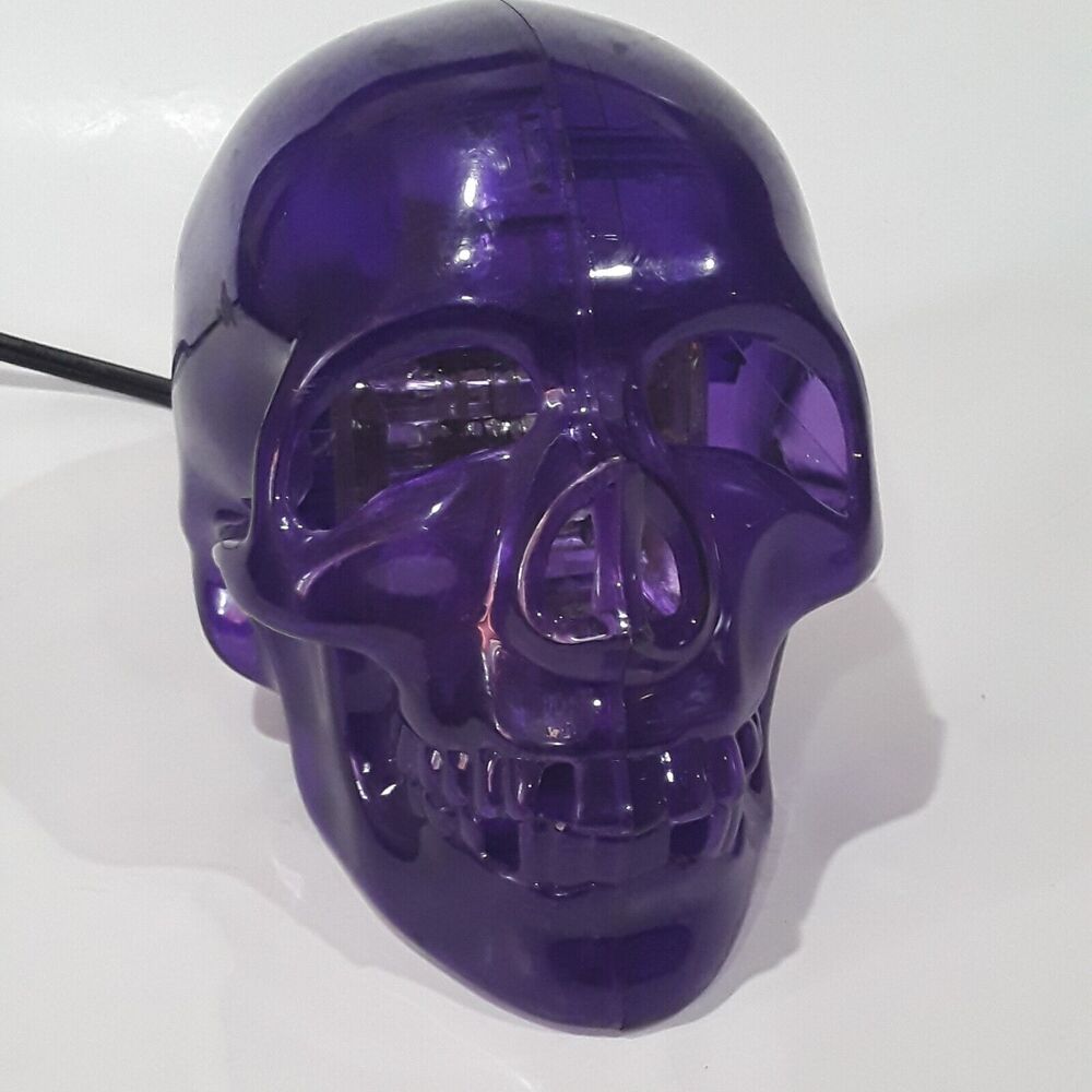 Halloween Strobe Light Up Purple Skull Haunted House , see Video